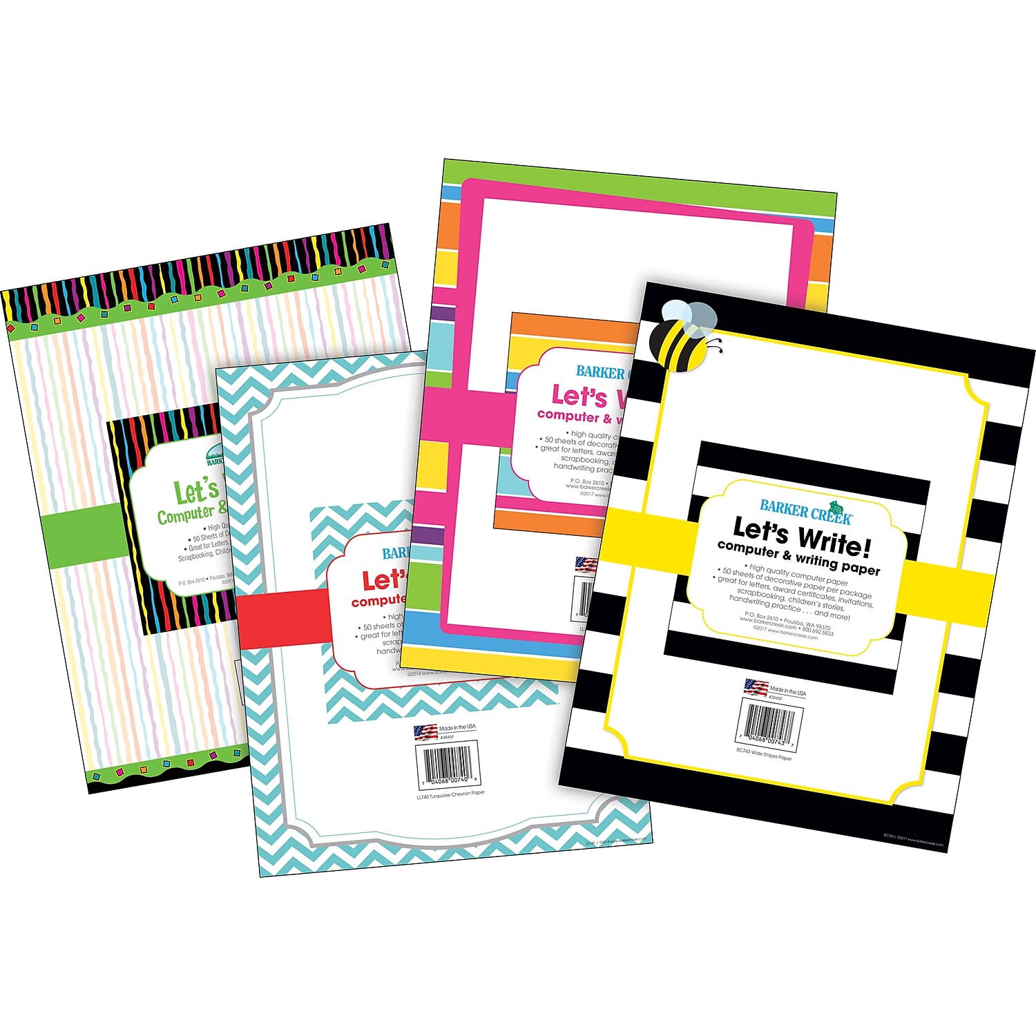 Barker Creek Chevron & Stripes Designer Computer Paper Set (4 Designs) -  200 Sheets - Walmart.com