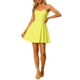 thumbnail image 2 of INSPIRE CHIC Women's Dress Sweetheart Neck Strapless Exposed Zipper Mini Flare Dress M Yellow, 2 of 4