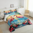 thumbnail image 4 of Erosebridal Cute Flamingo Comforter Sets Full Size, Tropic Floral Flower Comforters & Duvets, Cartoon Ocean Decor, Microfiber, 4 of 8