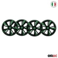 thumbnail image 2 of OMAC 14" Hubcaps Wheel Rim Cover Black with Green Insert 4pcs Set, 2 of 7