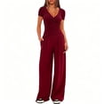 thumbnail image 3 of Spring and Autumn Wide-Leg Pants Set for Women, Short-Sleeved Sportswear Two-Piece Set for Various Occasions, Casual Commuting, 3 of 10