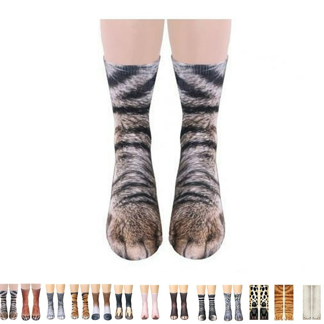 pitrice Animal Feet Pattern Stimulation Children Kid Mid Calf Long Socks Unisex Funky Socks