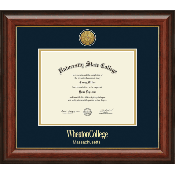 Wheaton College in Massachusetts Diploma Frame, Document Size 9" x 7"