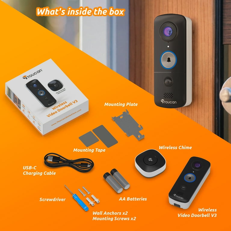 Toucan V3 Wireless Video Doorbell with Chime photo 3