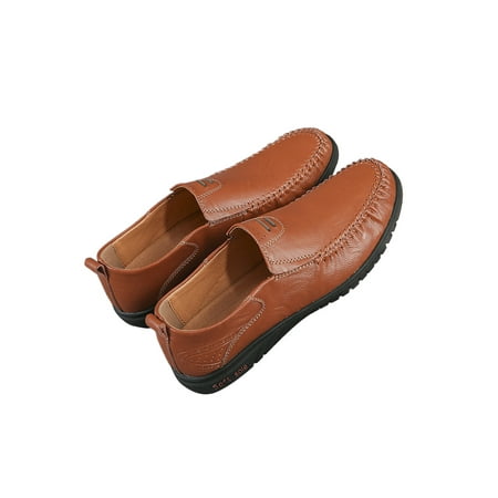 

Woobling Men Classic Flats Round Toe Moccasins Office Casual Dress Shoes Brown 7