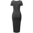 thumbnail image 2 of FashionOutfit Women's Solid Scoop Neck Double Layer Short Sleeves Body-Con Dress, 2 of 5