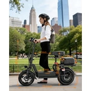 Electric Scooter Adults with Seat, 48V 17.5AH Foldable Escooter 14 Tires 1200W Peak Motor 25MPH 35Miles Long Range and Disc Brake 350lbs Max Load Dual Shock Suspension Wide Deck Rear Box