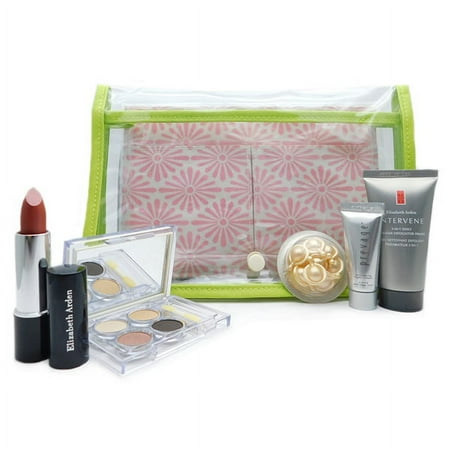 Elizabeth Arden Clear Bag Set: Lipstick Teaberry Shimmer .14 Oz., Eyeshadow Quad .09 Oz., 3-in-1 Daily Cleanser 1 Fl Oz., Night Cream .25 Fl Oz., Gold Restorative Capsules .11 Fl Oz.