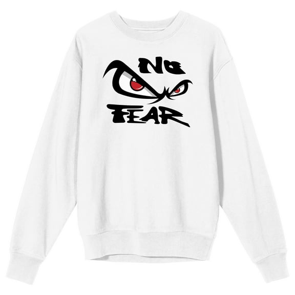 No Fear Classic Logo Adult White Crew Neck Long Sleeve Sweatshirt-Medium