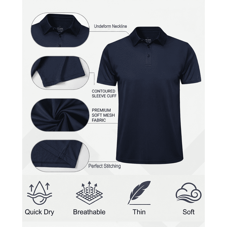 TELALEO 5-Pack Men's Quick Dry Polo Shirts photo 4