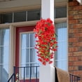 thumbnail image 5 of 2 Pack Artificial Morning Glory Flowers, UV Resistant Hanging Artificial Morning Glory Vine, Silk Fake Plants Hanging Basket for Spring Outdoor Wedding Yard Garden Decor, Red, 5 of 8