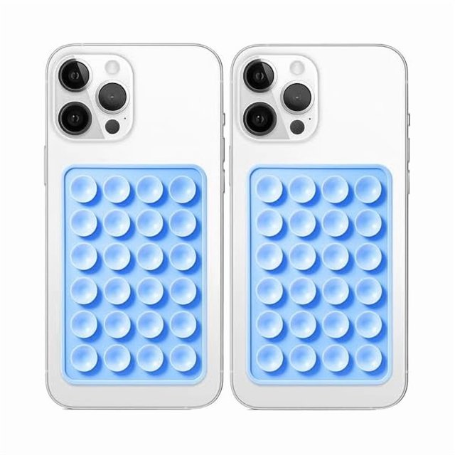 wonima02 Anteel 2 Pack Silicone Suction Phone Case Mount, Non Slip Sticky Grip for Cellphone, Silicon Adhesive Suction Cup Mount, Strong Grip Holder for Selfies and Videos (Sky Blue)