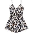 thumbnail image 2 of Women's Leopard Print Wrap Spaghetti Strap Romper Cami Jumpsuit, 2 of 5