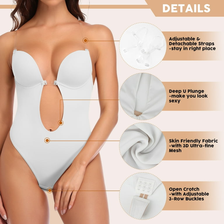 Women's Backless Body Shaper Bra, Sexy Deep-V Backless Body Shaper