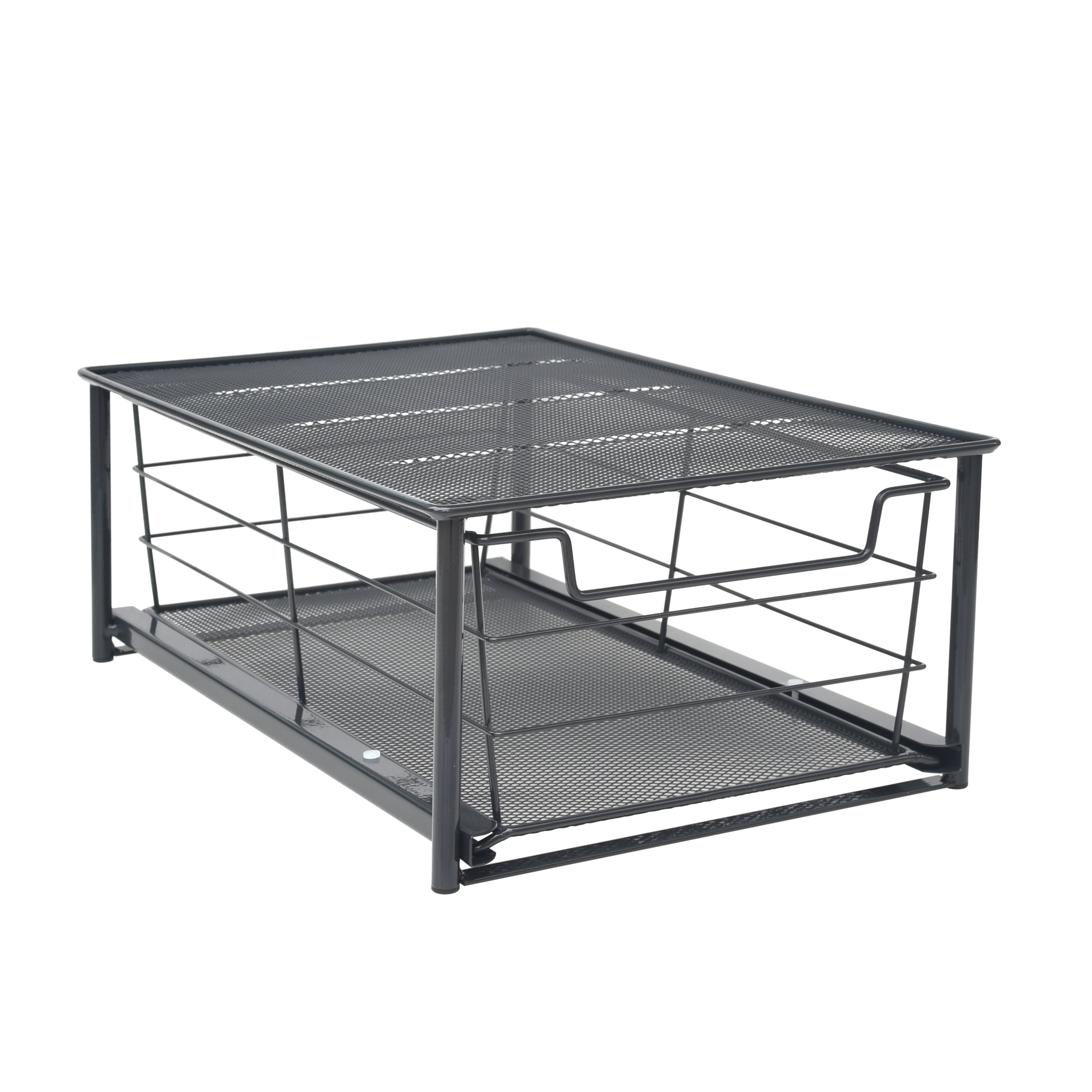 (2 pack) Mainstays Small Stackable Slide-Out Drawer Organizer, Black