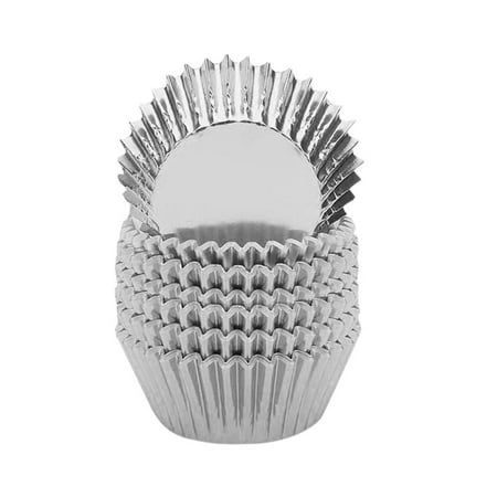 

wendunide Glass&Bottle 100PCs Baking Utensils Thickened Aluminum Heat-Resistant Cake Paper Cup Mould Cake Cups Silver
