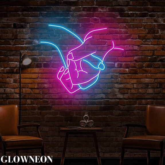 Glowneon Holding Hands Led Sign, Couple Neon Sign, Wedding Wall Decor