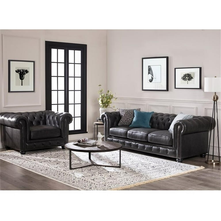 ピース　チェスターフィールド　アメリカ Amazon.com: 88.5-inch Chesterfield Sofa, PU Faux Leather