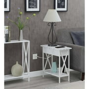 HomeStock Asian Allure Flip Top End Table With Charging Station And Shelf
