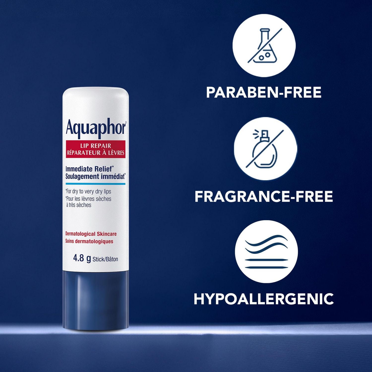 Aquaphor Lip Repair Lip Balm Stick for Dry, Chapped and Cracked Lips, 4.8g stick
