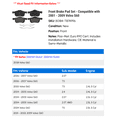 thumbnail image 2 of Front Brake Pad Set - Compatible with 2001 - 2009 Volvo S60 2002 2003 2004 2005 2006 2007 2008, 2 of 2