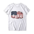 thumbnail image 4 of Fartey 4th of July Shirt for Women Patriotic Short Sleeve Tops Loose Fitted Independence Day Crew Neck T Shirts American Flag Graphic Tees White XL, 4 of 4