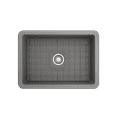 thumbnail image 6 of BOCCHI Sotto Undermount Fireclay 27 in. Single Bowl Kitchen Sink with Protective Bottom Grid and Strainer in Matte Gray, 6 of 6