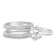 thumbnail image 3 of His & Her Sterling Silver 1 Carat CZ Bridal Set & Men's Black Wedding Band Hers 7 His 11, 3 of 7