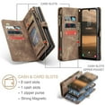 thumbnail image 2 of CaseMe Leather Case for Samsung Galaxy A17,2 in 1 Detachable Wallet Case with 8-Card Holder Zipper Bills Slot,Magnetic Shockproof Flip Leather Cover Zipper Pocket Phone Cases,Brown,For Galaxy A17, 2 of 7