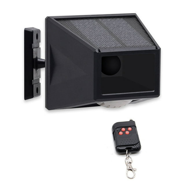 Riwcyla Motion Sensor Solar 110dB Loud Siren Strobe with RF433MHz Remote Controller IP65 Waterproof Rechargeable for Farm Villa Yard Barn Warehouse