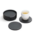 thumbnail image 2 of SHENMO Set de Sous-Verres en Simili Cuir (6 Sous-Verres + 1 Torr), Noirs, Ronds, 2 of 5