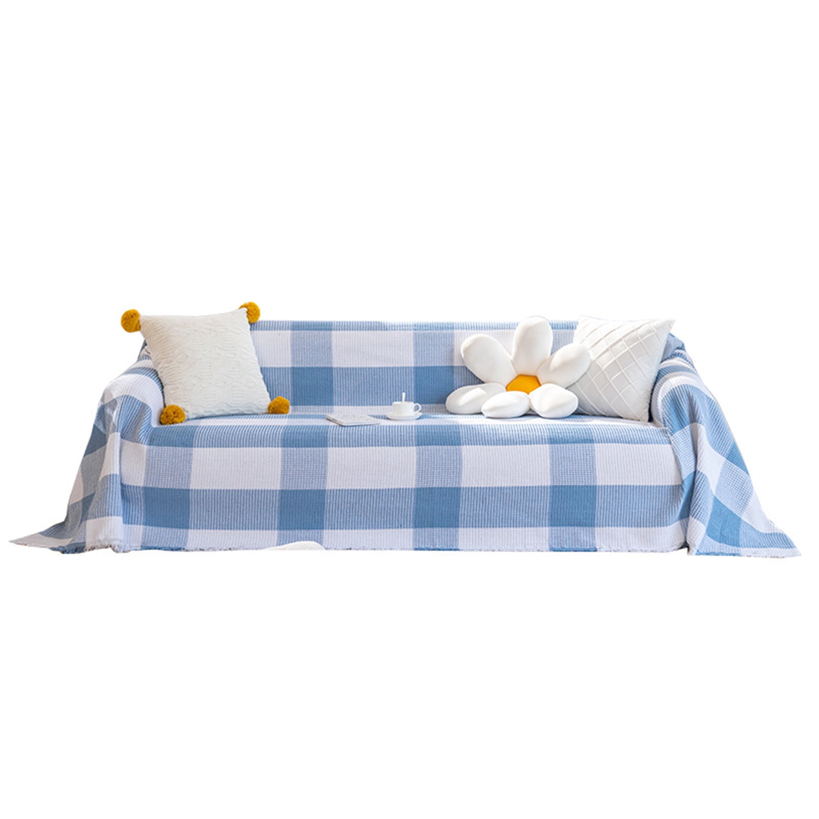 Burnett Plaid Secure Fit Sofa Protector with Straps and Tuck Noodles