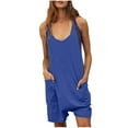 thumbnail image 1 of Combinaisons pour Femmes Été Décontracté Confortable Col en V Shorts Combinaisons Pyjamas Bretelles Spaghetti Combinaisons Simples avec Poche, 1 of 5
