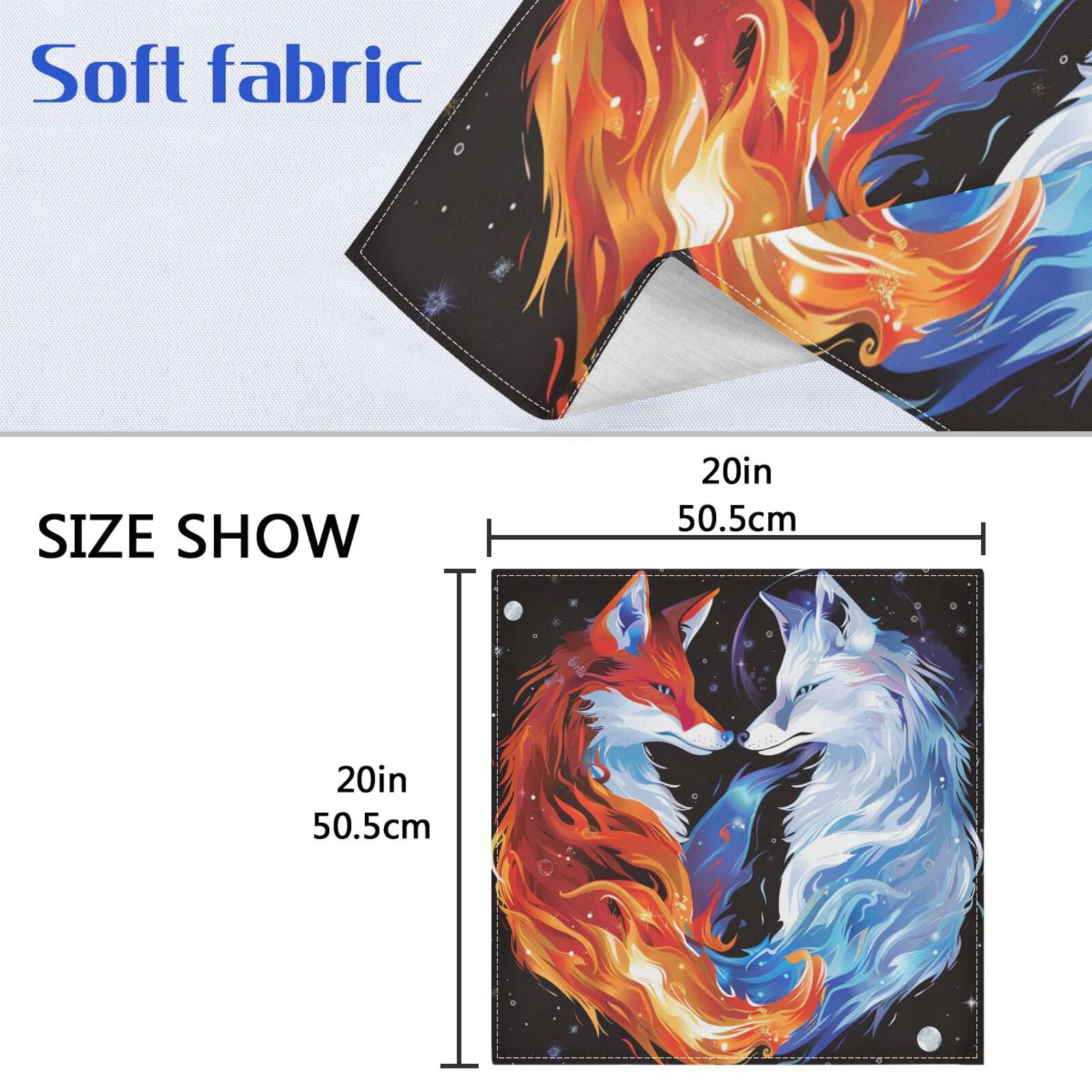 JSTEL Foxes Starry Cloth Napkins Set of 6, 20x20 Inch Washable and Reusable Napkin for Decoupage Dinner Party Everyday Use