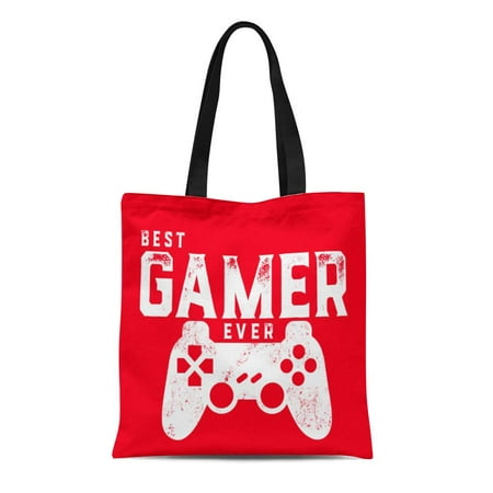 KDAGR Canvas Tote Bag Red Washed Best Gamer for Video Games Geek Out Reusable Handbag Shoulder Grocery Shopping