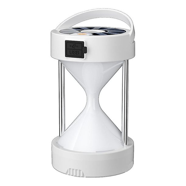 Luz de reloj de arena para acampar, luz de emergencia para tienda de campaña, luz solar/usb blanca