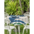 thumbnail image 3 of Outdoor Tablecloth with Umbrella Hole for Patio/Picnic/Party/Camping, Teal Green Palm Trees Waterproof Table Cloth Round Cover Washable, Tropical Summer Coastal Striped (Dia 60"), 3 of 9
