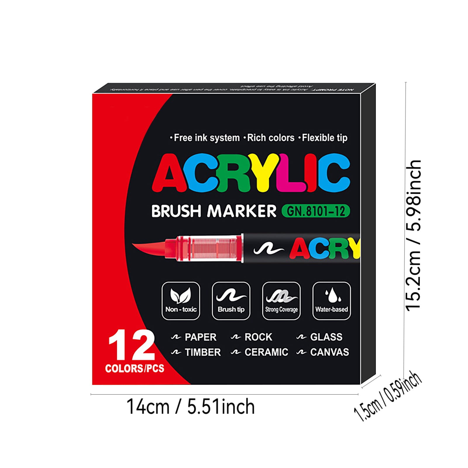 JIhuahe 24-Colors Acrylic Paint Pens Set with Soft Brush Tips, Dual-Tip Markers for Wood, Stone, Canvas, Fabric, and Glass Painting, 0.34 oz Ink Capacity, Vibrant and Durable,A