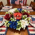 thumbnail image 5 of Beautynvta 4th of July Candle Rings, Artificial Flower Wreath Red Blue White Fake Flowers Patriotic Candle Holder for Table Centerpiece Decor, 4th of July Memorial Day Decorations, 5 of 6