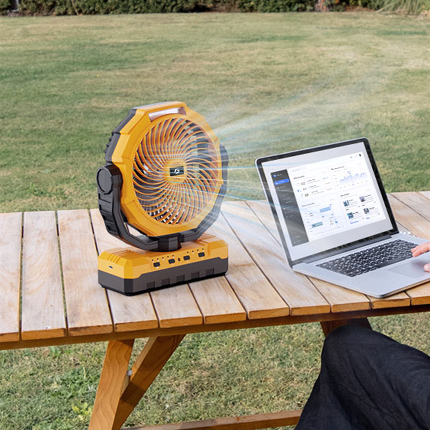 Portable Camping Tent Fan 24000mAh Rechargeable Battery Operated Desk Fan Auto Oscillating with LED Lantern and Remote Black