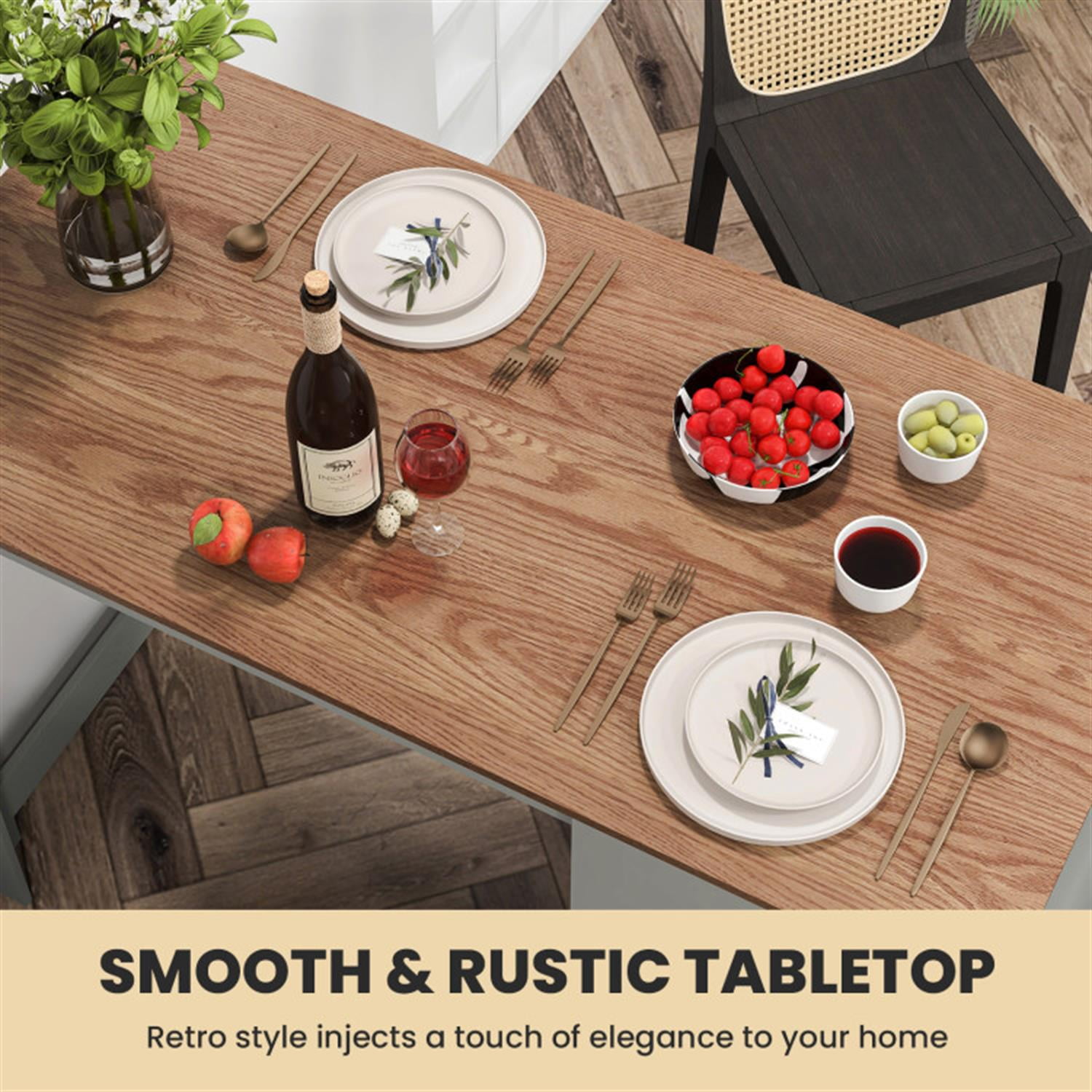 Demi Bonn Counter Height Bar Table with Storage Cabinet and Drawer, Modern Rectangular Dining Table Furniture for Kitchen, Dining Room, Dinette, Breakfast Nook, Gray