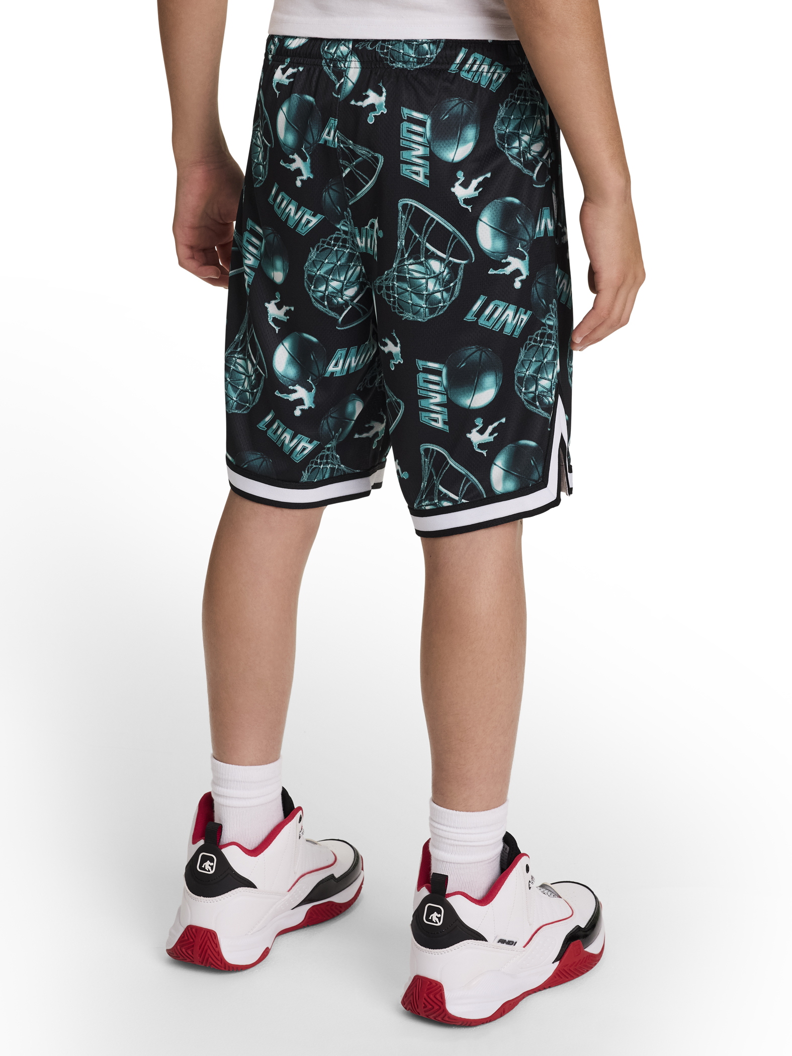 AND1 Boy's Athletic Platinum Short, 7" Inseam, Sizes 4-18