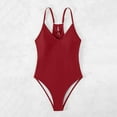 thumbnail image 6 of Elainilye Fashion Womens Swimsuits One Piece Sexy Solid Color Swimwear High Waist Swimwear Bathing Suit,Red, 6 of 7
