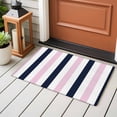 thumbnail image 5 of Pink Navy Blue Striped Large Area Rugs for Bedroom Living Room, Soft Non Slip Carpet Bedside Rug, Farmhouse Stripe Art Rectangular Floor Cover Kitchen Accent Rug 2'x3' for Dining Room/Office, 5 of 9