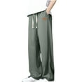 thumbnail image 2 of lmcalzta Mens Pants Casual Drawstring Loose Stright Leg Elastic Waist Trousers with Pockets Lightweight Trendy Joggers, 2 of 3