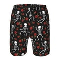 thumbnail image 3 of Disketp Men's Swim Trunks Hawaiian Breathable Surf Beach Swimsuits Mesh Lining Beach Shorts with Pockets-Skeleton with Roses, 3 of 7