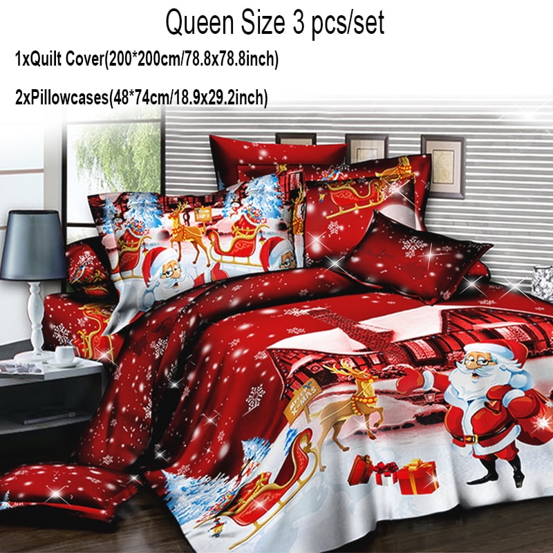 4pcs Christmas 3D Printed Bedding Set Queen King Size