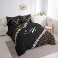 thumbnail image 3 of jejeloiu Letter A Monogrammed 7-Piece Twin Bedding Sets,Brown Leopard Print Bedding Comforter Set For Girls Kids Reversible, 3 of 8