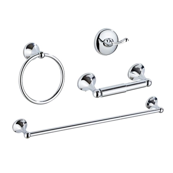 Agkxhdec Juego De Accesorios De Baño De 4 Piezas: Juego De Accesorios De Baño Cromado Barra Para Toallas Anillo Para Toallas Soporte Para Papel Higiénico Gancho Para Bata Montado En La Pared Instalaci