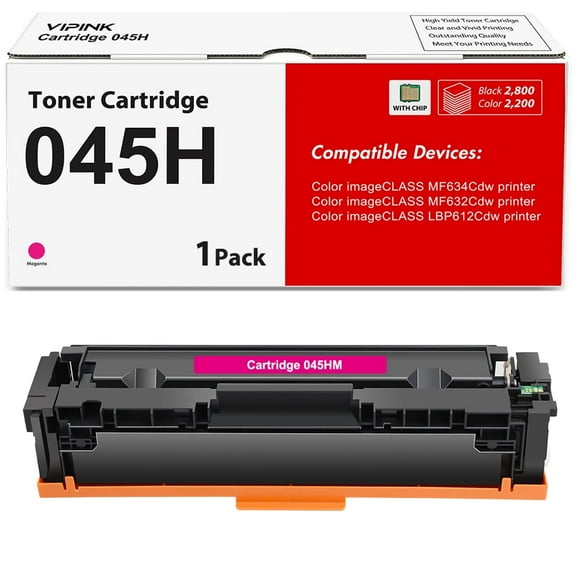 Cartridge 045 045H Magenta Compatible CRG 045 045H Toner Cartridge Replacement for Canon 045 045H MF634Cdw Toner for Canon Color ImageCLASS MF634Cdw MF632Cdw LBP612Cdw MF632 LBP612 Ink Printer